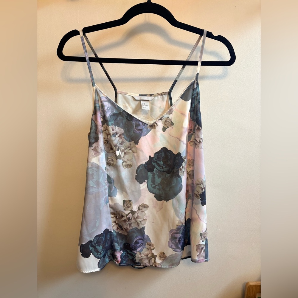 H&M Floral Satin Cami Tank Top